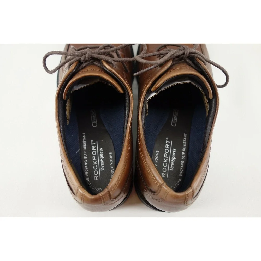 ROCKPORT DRESSPORT MEN'S 8 W US BROWN‎ DP MODERN APRON TOE VIBRAM SOLE V80651
